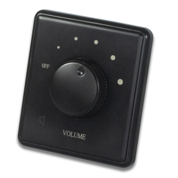 panel de control de volumen negro